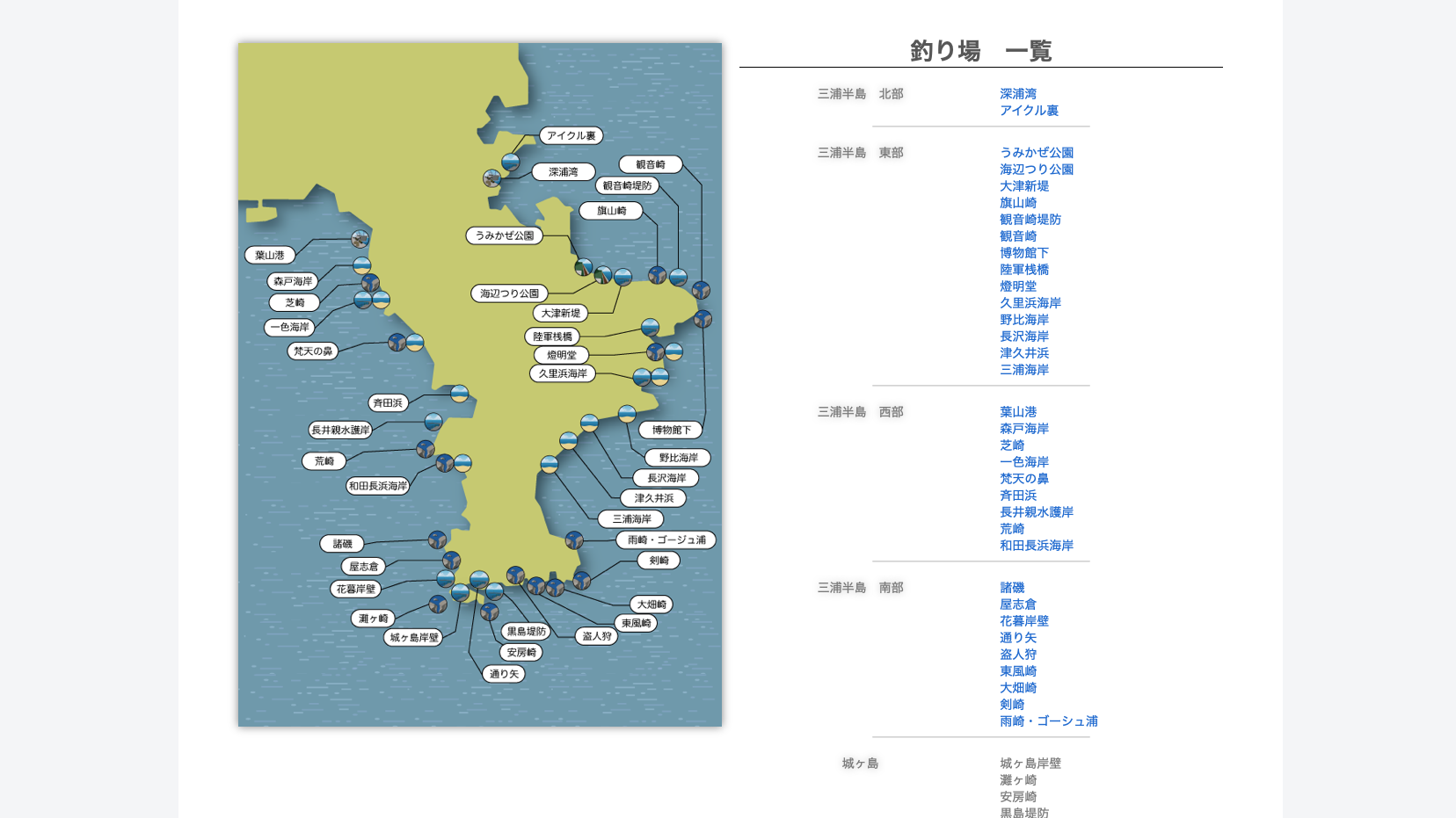 横須賀・三浦　釣り場マップ